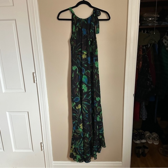 Taylor Tropical Floral Printed Maxi Halter Neck Chiffon Sheath Dress 6 - Picture 6 of 7